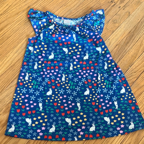 Hanna Andersson Other - *Hanna Andersson Navy Dress with White Bunnies & Multicolor Flowers